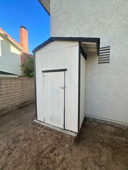 Outdoor Storage Shed White with Dark Trim