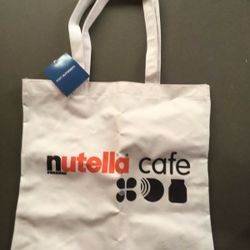 NUTELLA Cafe White Canvas Tote Shoulder Bag