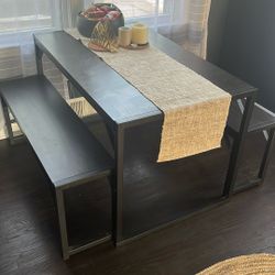 Wood And Metal Dining Set