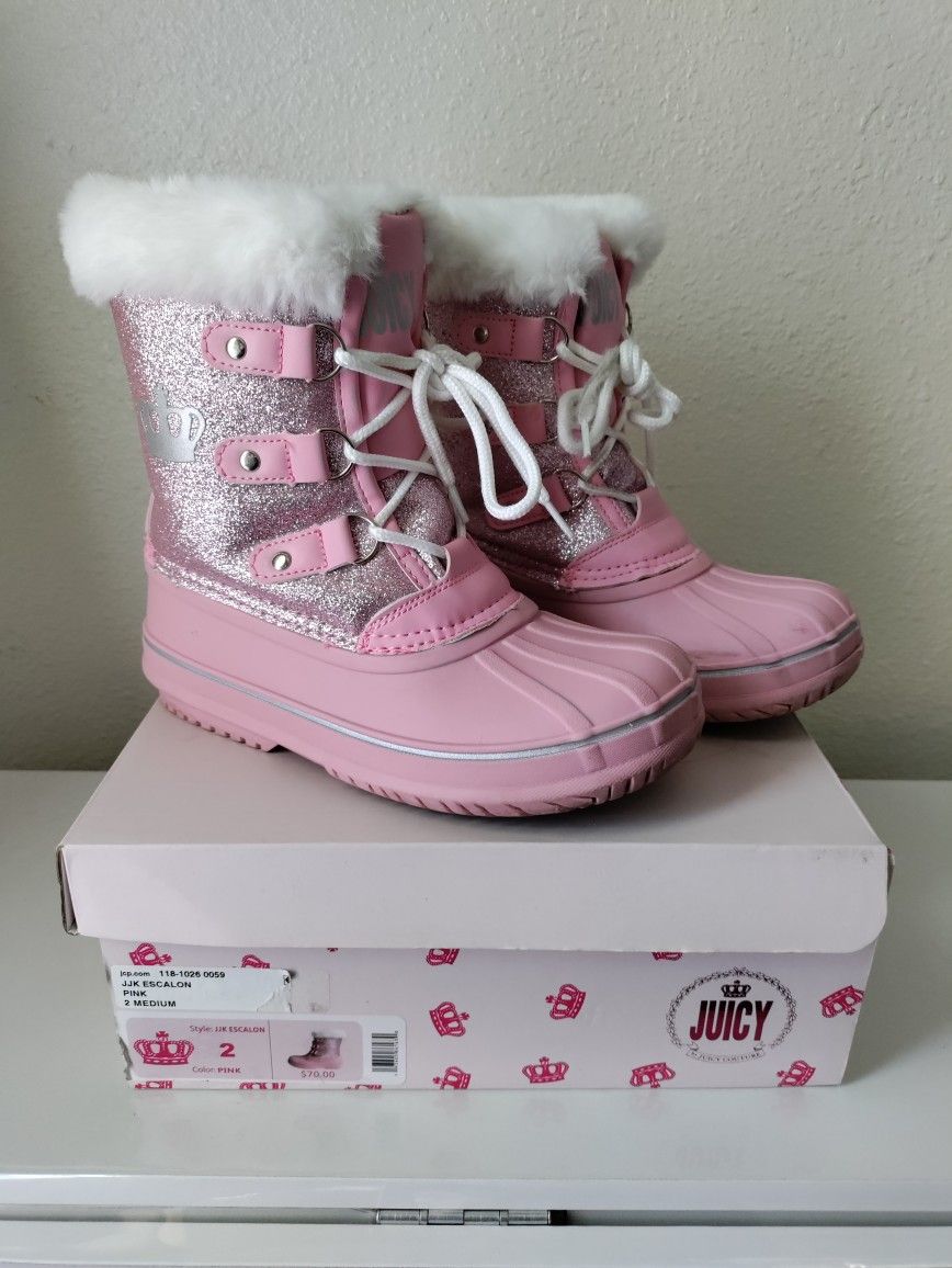 Juicy Couture Pink Boots Girl Shoes Big Kids Size 2