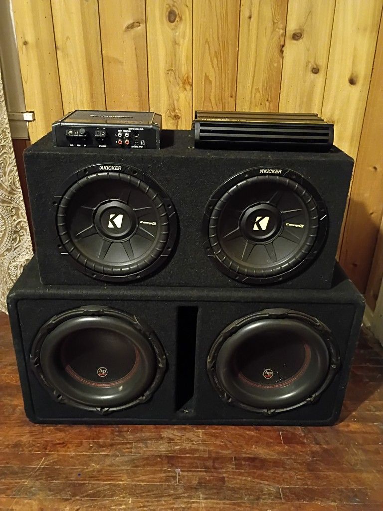 Sound Sistem Amp Kicker 1200.1 200 Amp Rockford Fosgate 500.1 100 Subs Audio Pipe 12s 400 Subs Kicker 10s 200