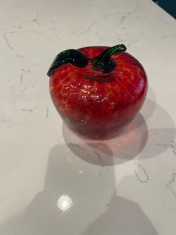 Red crackled glass apple