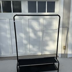 Simple Clothes Hanger Garment Rack 52-inch With Storage Shelves
