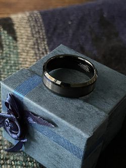 Black 12mm Tungsten Carbide Wedding Band Thumbnail