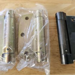 Penrod Spring Hinges for Doors 4" W/ 5/8 Inch Radius - 1Set Gold, 1 Single Satin Nickel 
