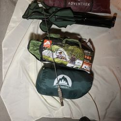 Camping Gear Includes Two Tents One  sleeping bag, One Fishing Pole, Two Chairs, 