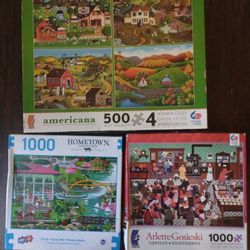 Lot Of 3 Hometown Jigsaw Puzzles 10.00