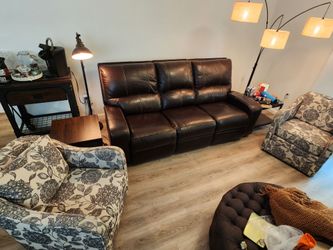 Brown Leather 3-Piece Power Reclining Sectional Sofa – $400 OBO!