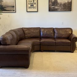 Spectra furniture top grain medium brown leather sofa