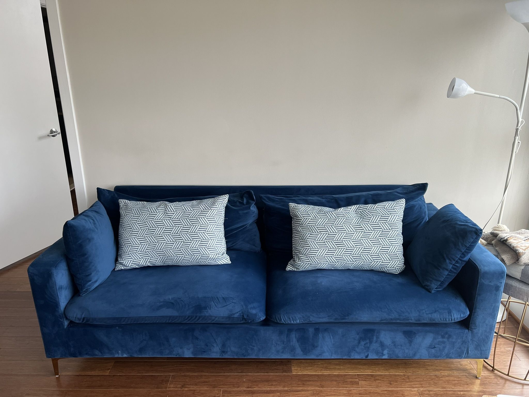 Blue Velvet Sofa - Price Negotiable