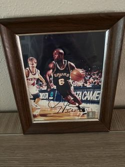 Signed Avery Johnson San Antonio Spurs #6 Framed Photo