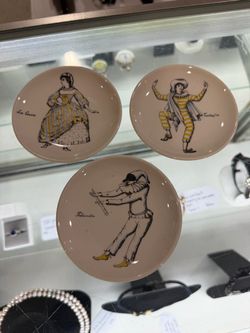 set of 3 plates By Piero Fornasetti Italy "arte Maschereitaliane 4in Rare
