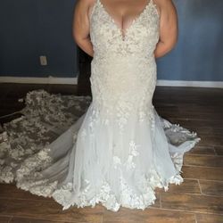  Lace Wedding Dress Size 16 lvory Sand