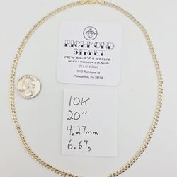 10k gold 20" diamond cut curb link chain