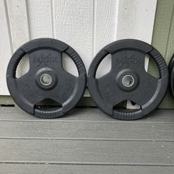 XMARK 45 Lb Olympic Rubber Encased Steel Weight Plates