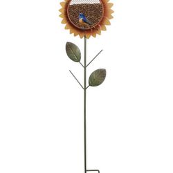 Sunflower Bird Feeder, Small Hummingbird Feeder with Yard Ornament Metal Stakes for Outdoors, Patio, Backyard, Garden