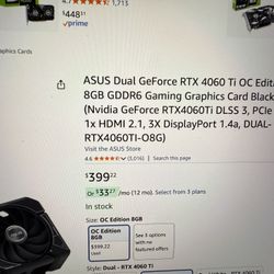 Asus 4060 Ti 8gb OC Edition