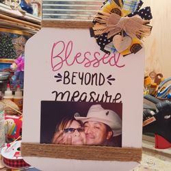 Cute "Blessed" Wall Hanging Sign,  13" Inches X 9" Inches