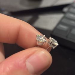 925 Silver And Moissanite Stud Earrings