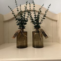 Vintage Glass Jars With Faux Greenery 🌿