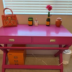 Pink desk with drawers