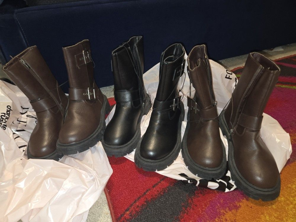 Lot Of 3 Very Nice Women's Boots! Charlotte Rose Brand. Brown And Black. Various Sizes. Read Description. Brand New Comfortbale Never Worn Or Used.