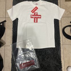 White Supreme Cross Logo Tee