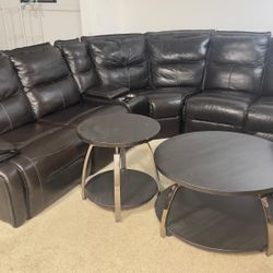 Sectional Leather Couch And Cocktail Tables, Recliner Couch, Leather Chairs, Center Tables, Cocktail Tables, Side Tables