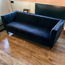 Modern Black Velvet Sofa Couch – Great Condition