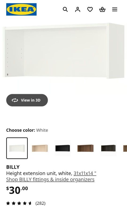 IKEA Billy Bookcase Extension Unit 31"