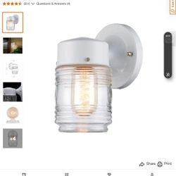 -Light White Outdoor Jelly-Jar Wall Lantern Sconce