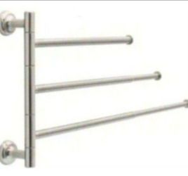 Delta Extensions Pivoting Extendable 3-Arm Wall Mount Towel Bar Bath Hardware Accessory in Brushed Nickel