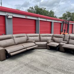 🏷CLEARANCE | COSTCO Atlas 3-piece Leather Power Reclining Sectional with Power Headrests 💥