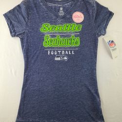 Seattle Seahawks Girls T-Shirt Burnout, Glitter Gray M, L, XL