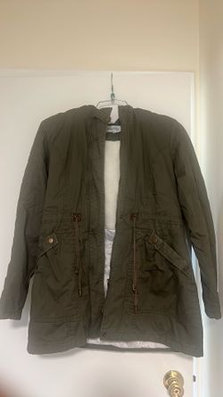 Women’s Sebby Olive Green Sherpa Lined Parka Jacket (Size M)