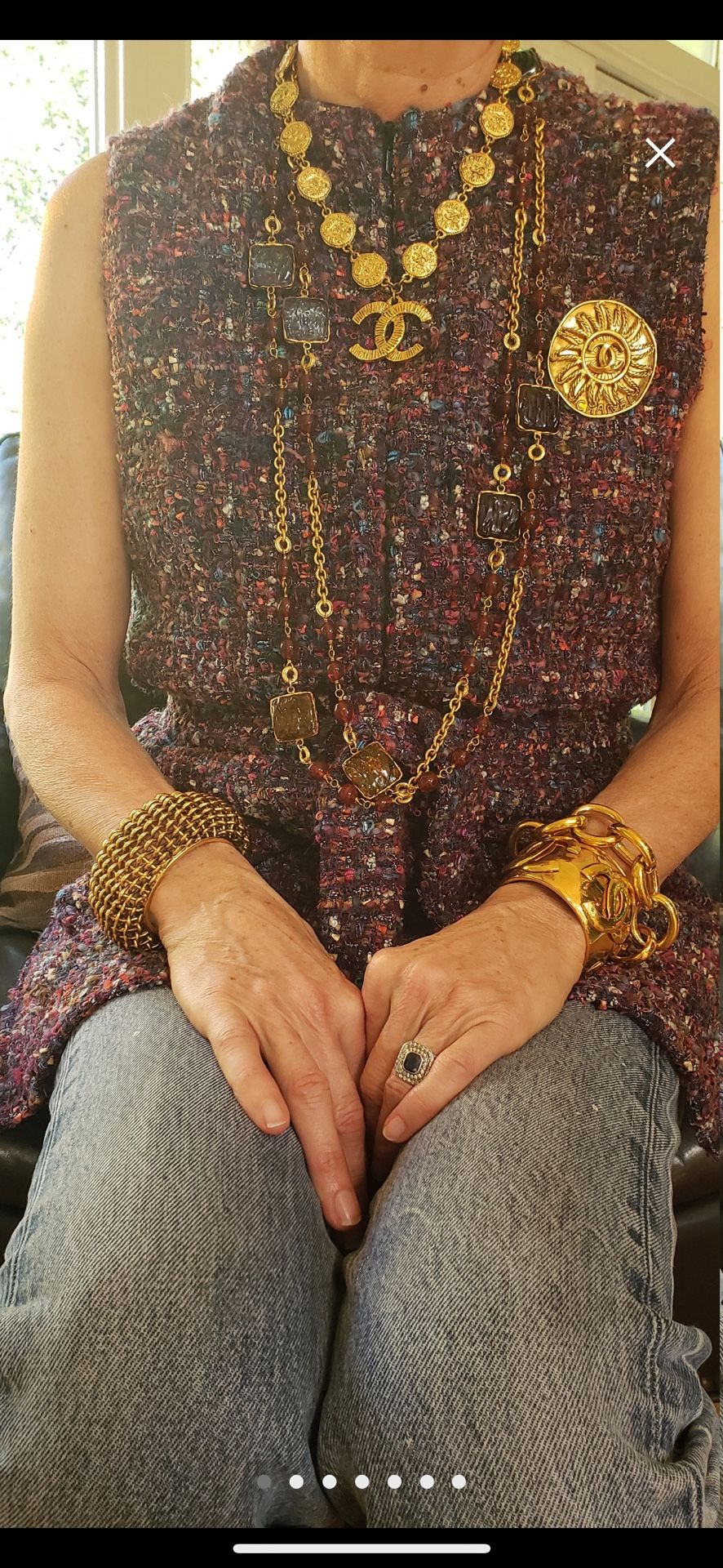 Vintage Chanel CC gold plate byzantine coin necklace
