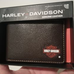 Harley Davidson Motorcycles Men’s Wallet Black Genuine Leather New In Gift Box