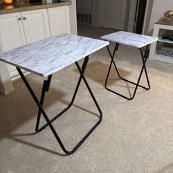 Marble Print Folding Tables With Black Legs