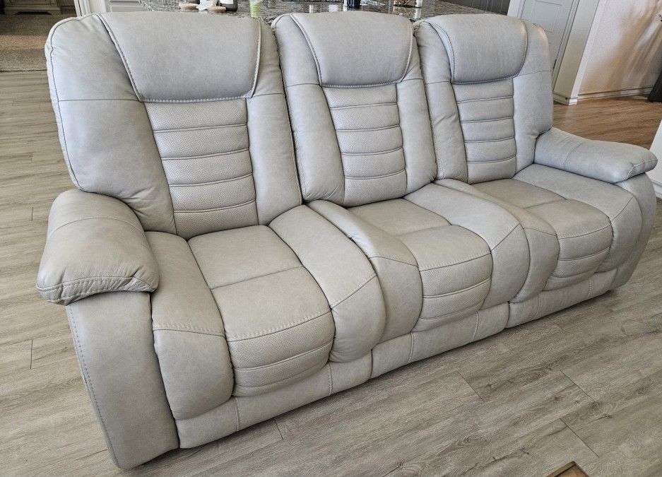 Malibu Platinum Leather Sofa And Love Seat