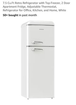 Bangson 7.5 CU FT Cream Retro refrigerator with top freezer