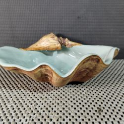 Vintage Ceramic Seashell Glazed Decorative Bowl Artist Signed