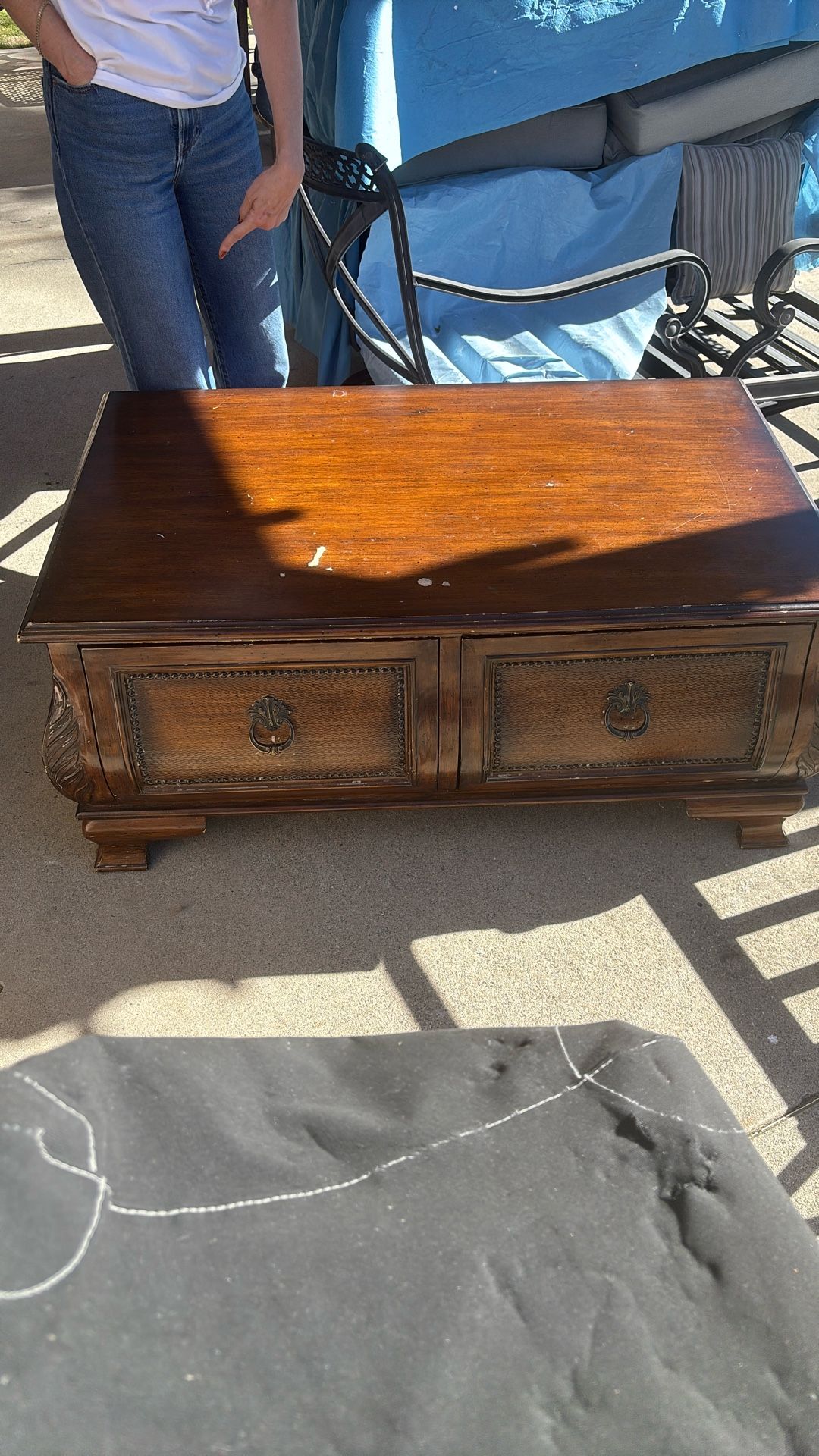 Wood coffee table with storage