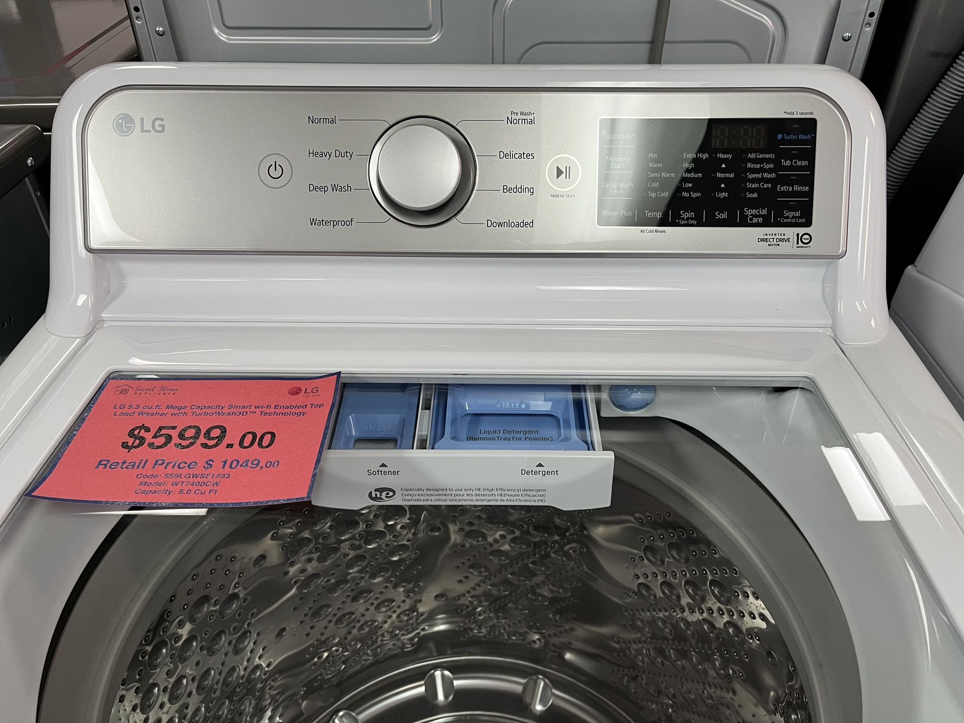 LG WT7300CW Top Load Can't Do The Spin Only Without I Hold