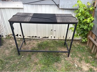 Black Computer Desk w/ Built-In Power Outlets & USB Port, Matte Modern
