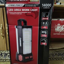 Husky 14,000 Lumen Area Utility Hybrid LED Work Light with Rechargeable Battery (retail price $109)