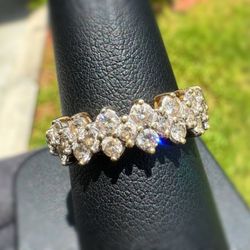 Jewelry 10k solid yellow gold natural diamond crown fashion ring size 7.75