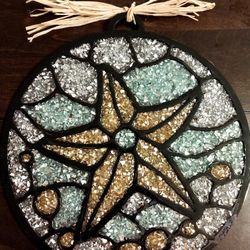 Hanging -Handcrafted Faux Stained Glass Starfish Sun Catcher Ornament 