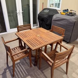 Rock Wood Teak 3’x3’ Table With 4 Chairs 