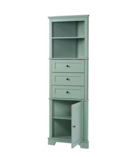68.9” Farmhouse Storage Cabinet with Hutch, 3 Drawers & 2-Door Cabinet – Sage Green