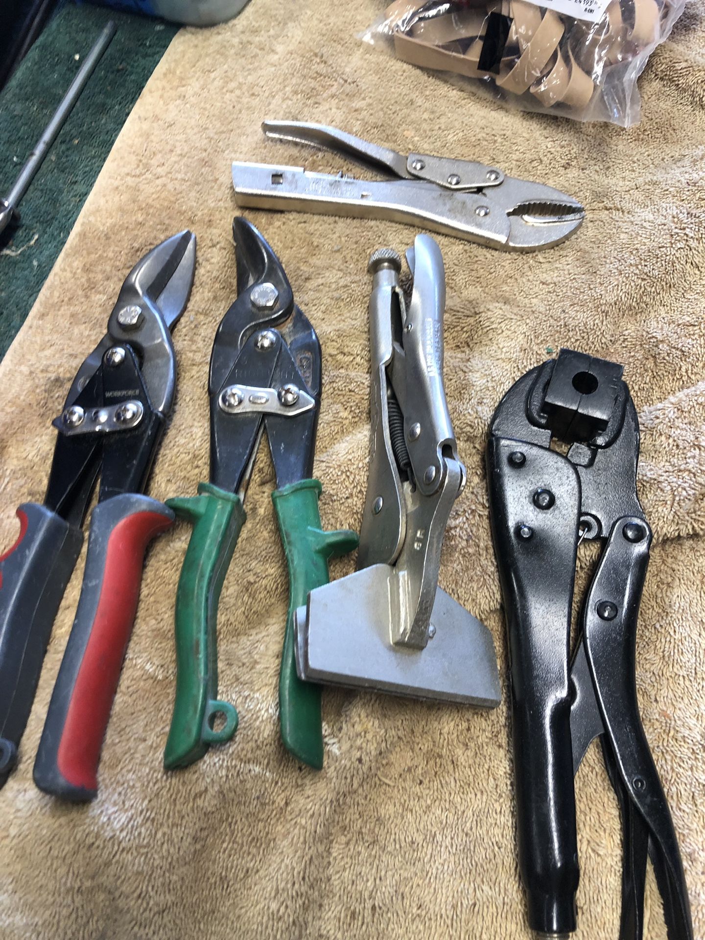 Tin snips, vise grips, pics